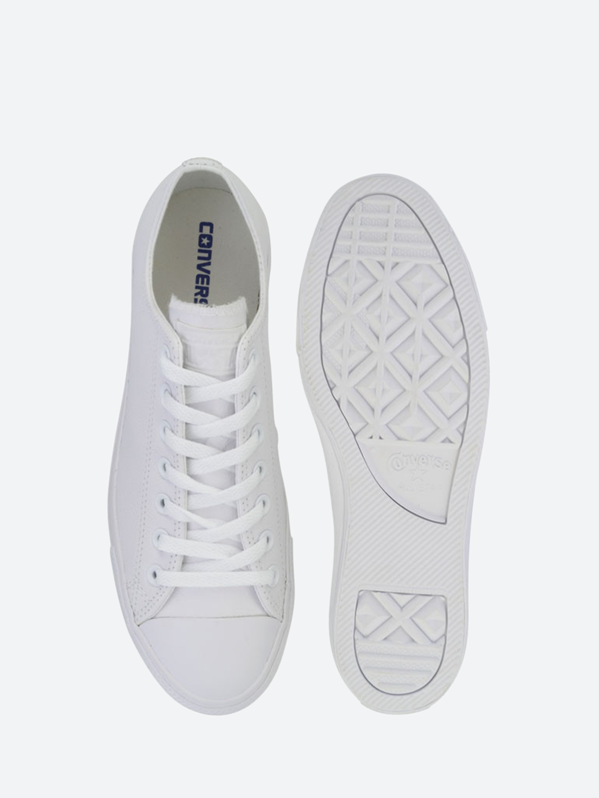 Converse Chuck Taylor All Star Mono Leather Low Top in White Monochrome gravitypope