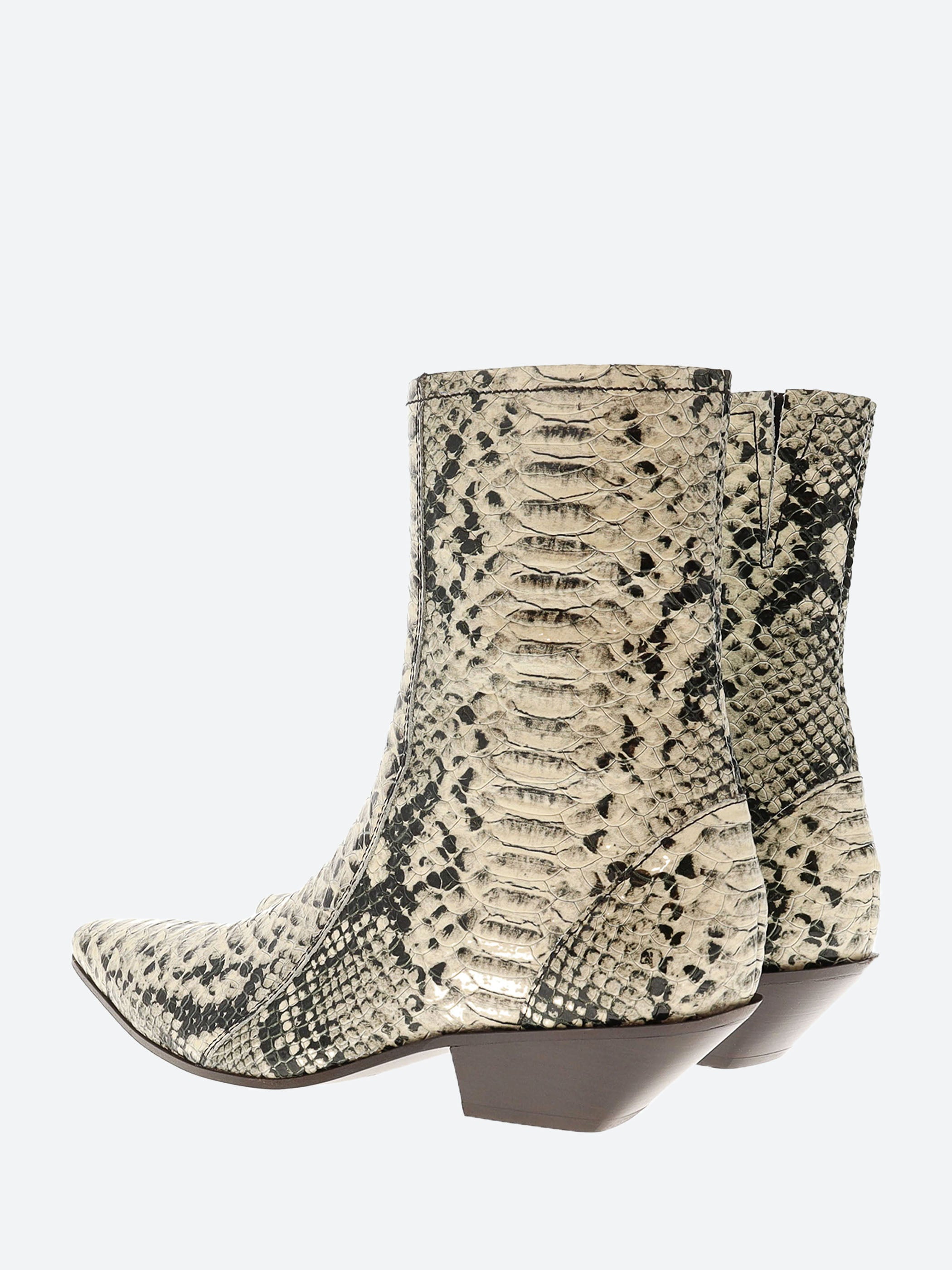 Snake Print Leather Ankle Boots