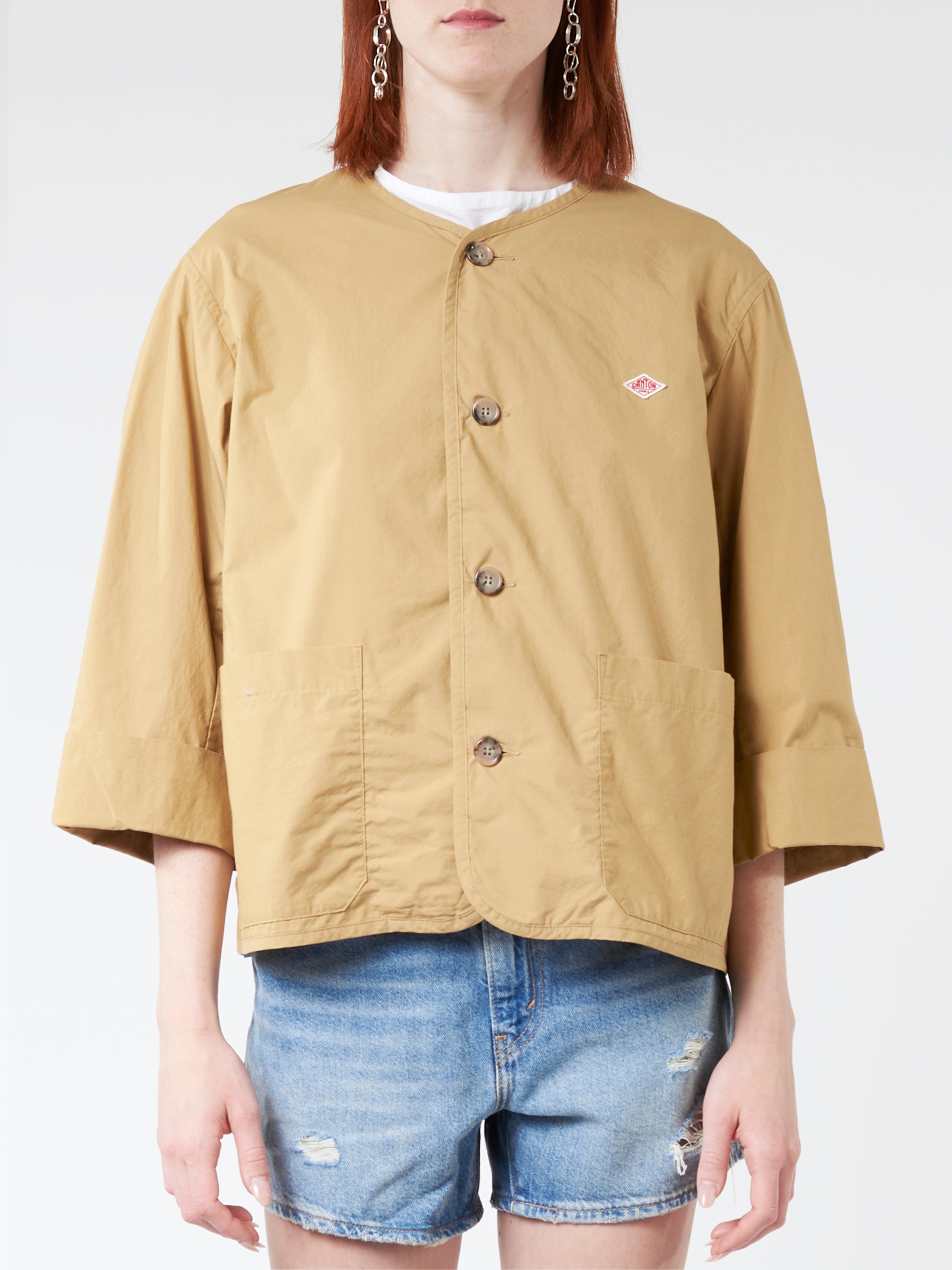 Women'S Cotton Weather Collarless Short Jacket
