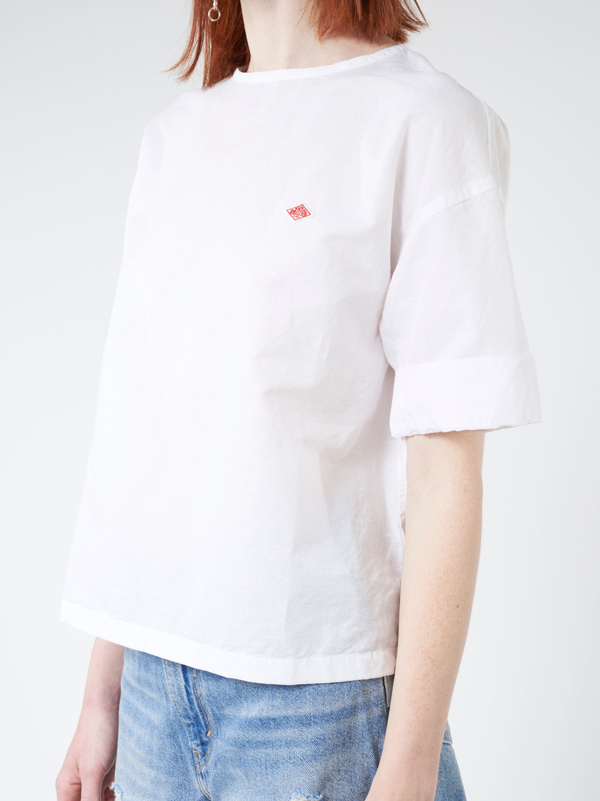 Women'S Cotton Linen Collarless Pullover Shirt