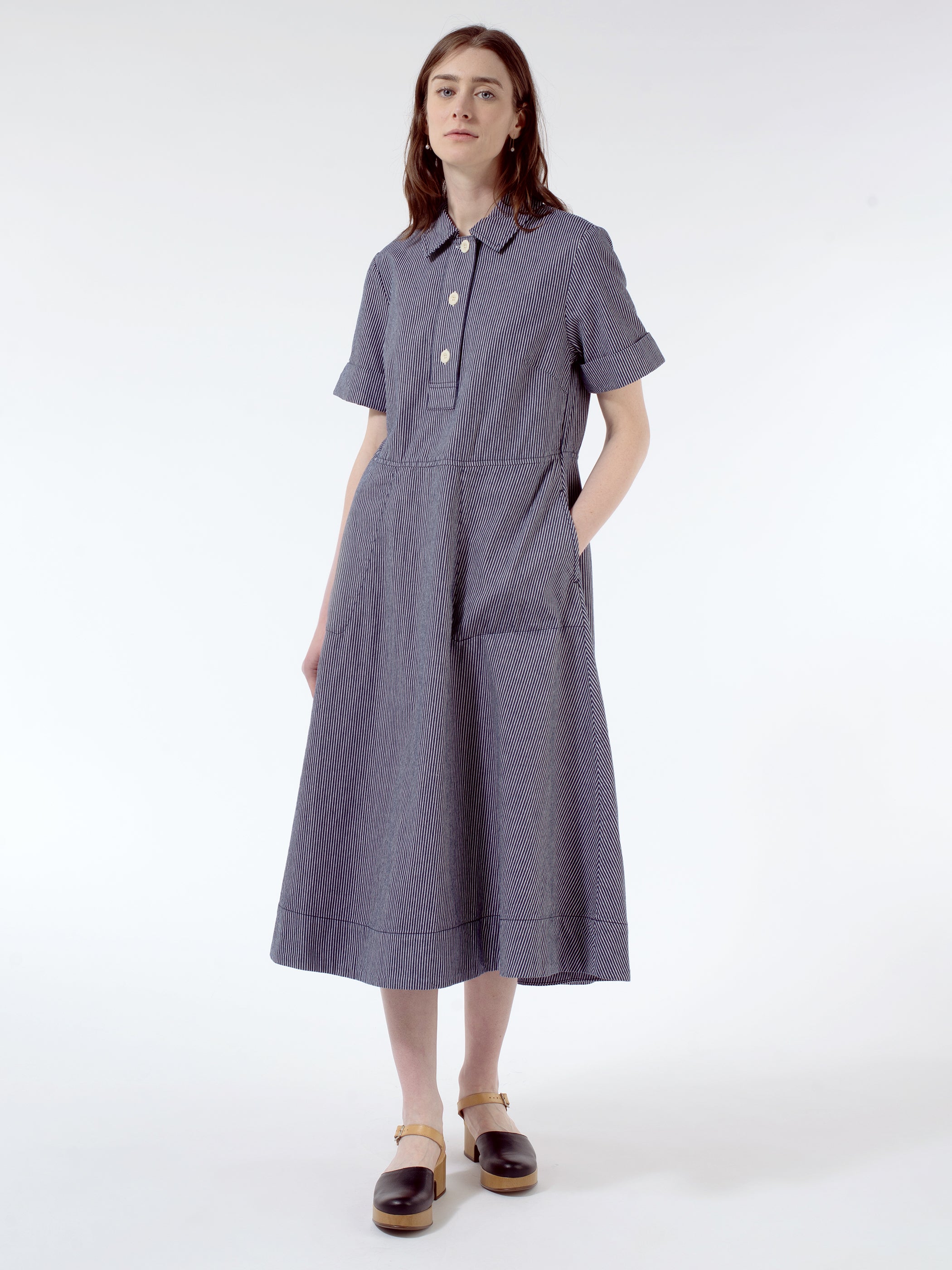 Indigo Stripe Organic Cotton Shirt Dress